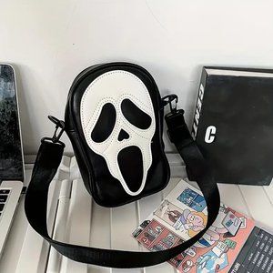 GHOST FACE Scary Movie Vegan Leather Crossbody Shoulder Bag, Vintage Retro Style